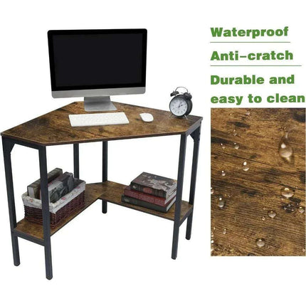 Space-Saving Triangular Corner Desk with Functional Storage and Roomy Workspace - Modern Computer Table