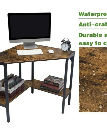 Space-Saving Triangular Corner Desk with Functional Storage and Roomy Workspace - Modern Computer Table