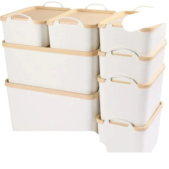 8PCS All-in-One Lidded Plastic Storage Bins Set