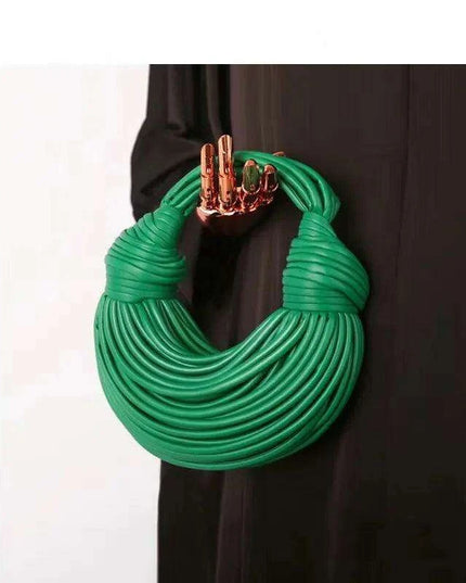 Lavish Gold Handcrafted Hobo Bag Set with Stylish Rope Accents