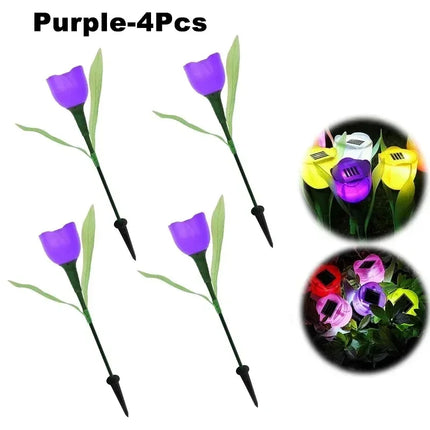 Solar LED Tulip Garden Lights — Waterproof Outdoor Pathway Decor