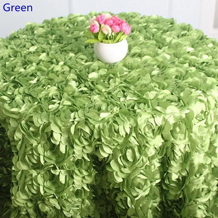 Wedding Satin Table Cloth Cover Embroidered Rosette Roses For Banquet Hotel