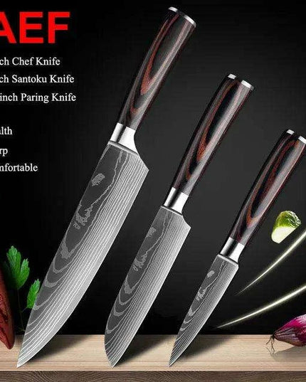 Exquisite Damascus Steel Chef Knife Collection - 1-10Pcs Japanese Santoku and Utility Knives for Culinary Excellence