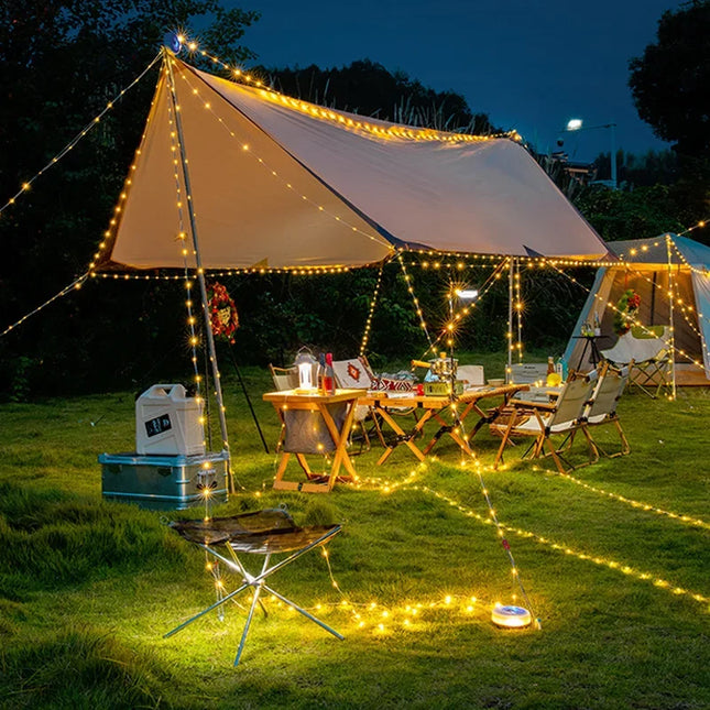 Rechargeable LED Camping Lantern with String Lights, 6 Modes