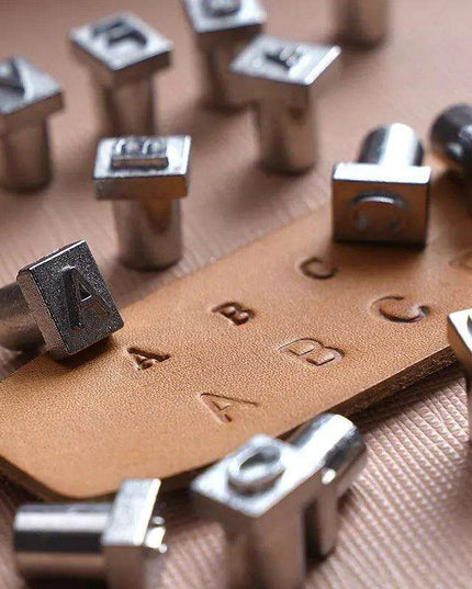 Customizable Metal Stamp Set for Leather Craft: Alphabet and Number Impressions