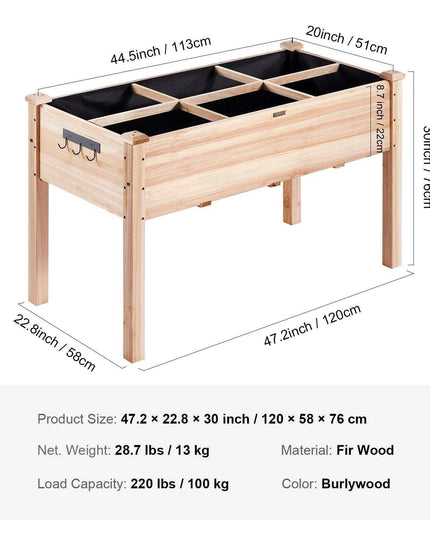 Premium Elevated Fir Wood Garden Planter with Superior Drainage System