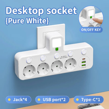 AXUS Store 4-Socket Power Strip with 2 USB & 1 Type-C Ports, 2500W