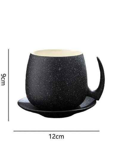 Vintage Luxe Ceramic Mug Set with Innovative Holder for Office Sophistication