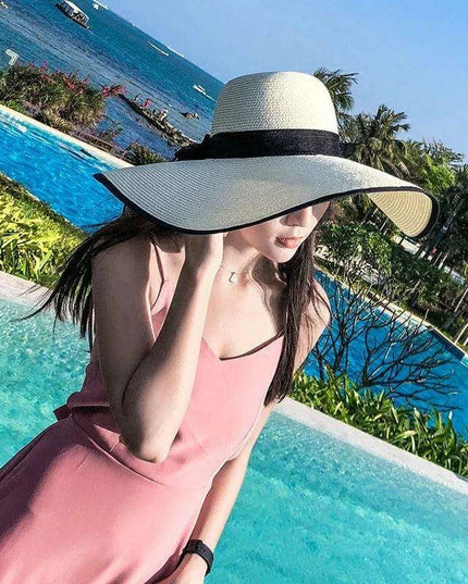 Korean-Inspired Oversized Foldable Women's Sun Hat - Ultimate 15CM Brim for Summer Getaways