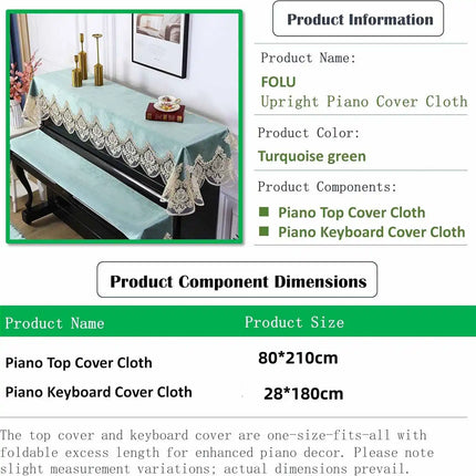 GoodTop Velvet Piano Dust Cover Set - Elegant Lace & Scratch Protectio