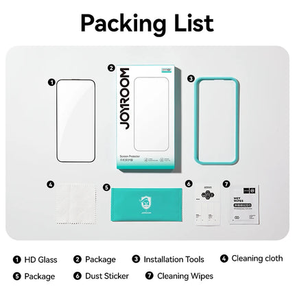 Joyroom HD Tempered Glass Screen Protector for iPhone 11-16, Full Cove