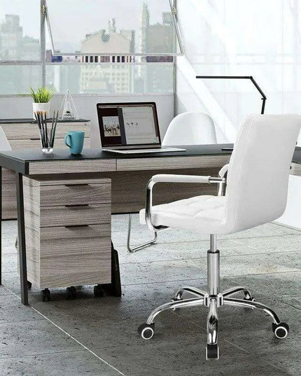 Sleek Adjustable Ribbed PU Leather Office Chair with Stylish Geometric Accents