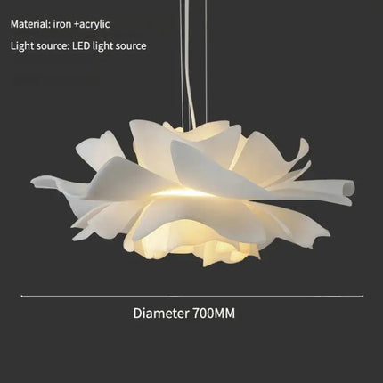 Postmodern White Flower LED Pendant Light — Petal Design, 40–80cm