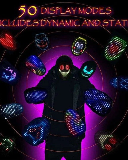Dynamic LED Glow Mask with 50 Dazzling Patterns for Festive Fun