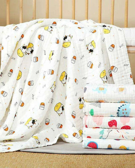 Charming Cartoon Cotton Swaddle Blanket for Infants - Multi-Functional Baby Wrap
