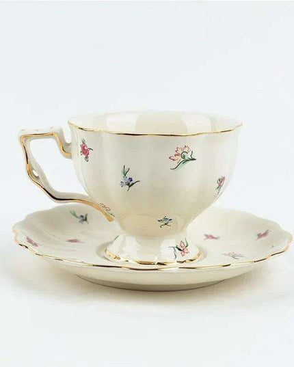 Opulent Gold Floral Bone China Tea and Coffee Set - Teapot with Cups