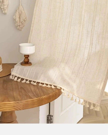 Elegant Japanese Lace Curtains with Cotton Tassels