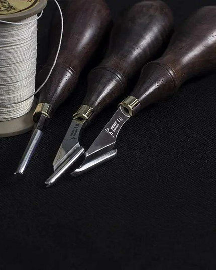 Artisan Leather Groover Tool Set with Premium Walnut Handle