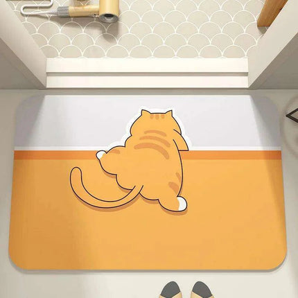 Cartoon-Inspired Diatomite Quick-Drying Bath Mat - Fun and Functional Home Rug