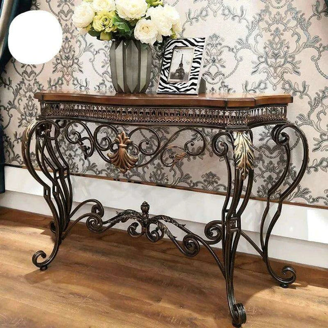 Ginkgo Elegance: Vintage American Botanical Console Table with Timeless Charm
