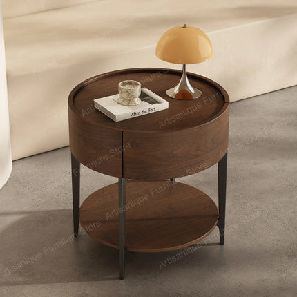 Artisanique Multifunctional Industrial Nightstand with Storage Drawer