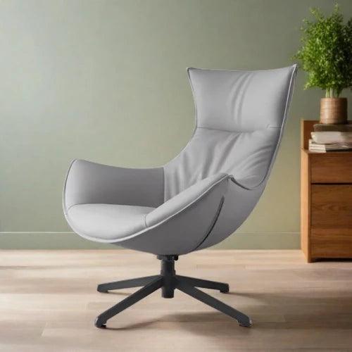 Nordic Elegance Leather Lounge Chair - Contemporary Chic Seating Option