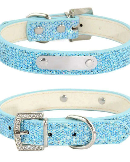 Glamorous Personalized Engraved Leather Dog Collar with Sparkling Accents