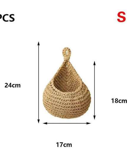 Sustainable Bohemian Jute Rope Hanging Basket for Elegant Fruit Display