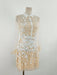 3D Floral Sheer Zipper Front Women's Evening Dress