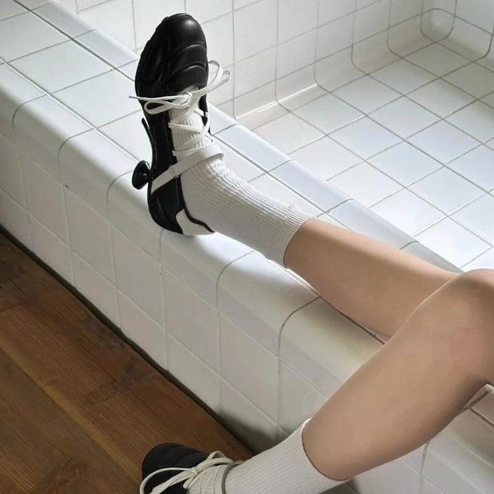 Sophisticated Lace-Up High Heel Ballet Flats for Women in Trendy Solid Shades