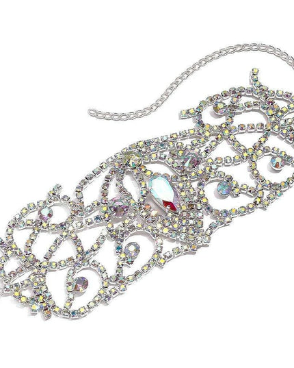 Radiant AB Color Rhinestone Armlet with Chain for an Enchanting Dance Performance