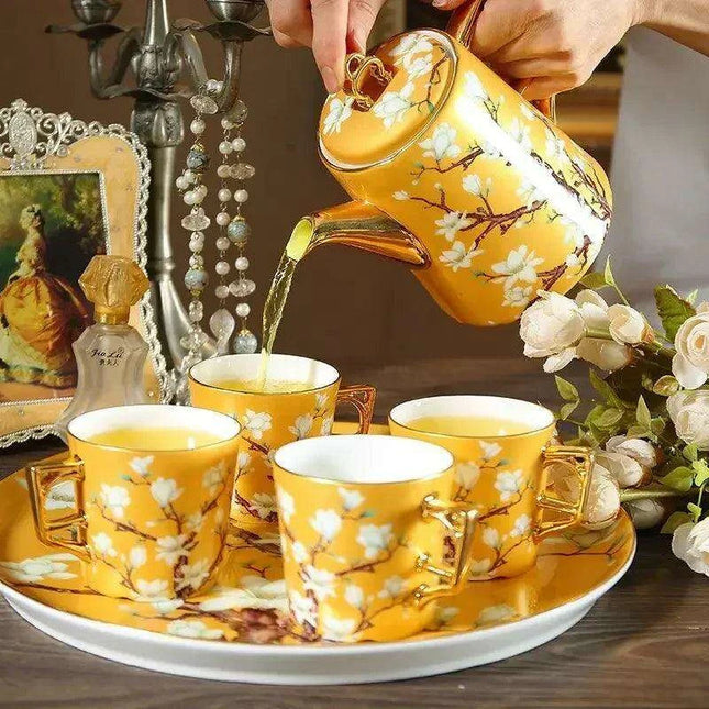Luxurious Bone Porcelain Tea and Coffee Set in a Chic Presentation Box