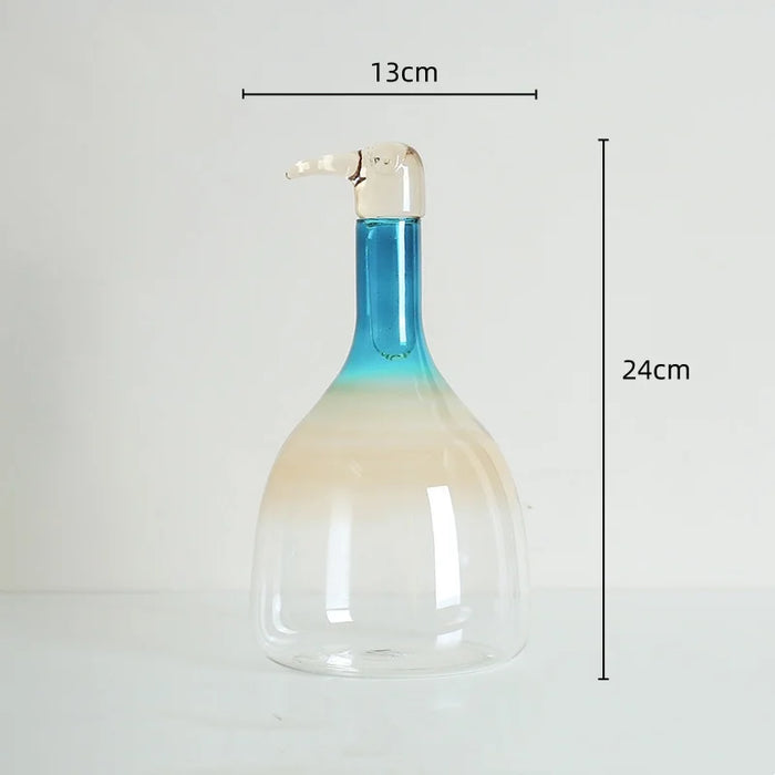 Gradient Color Glass Vase with Toucan Stopper