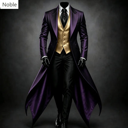 Noble Classic Green Gothic Long Tail Coat 3-Piece Suit for Men