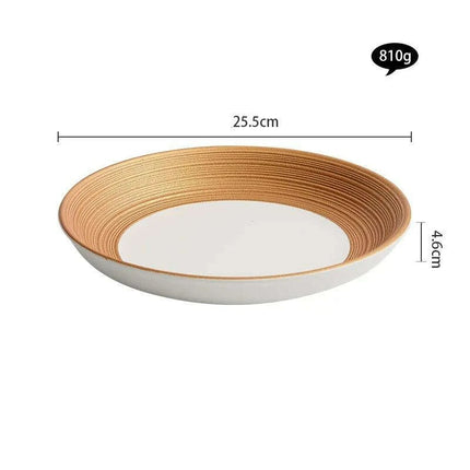 Exquisite Gold-Trimmed Ceramic Dinner Plates for Sophisticated Dining Events