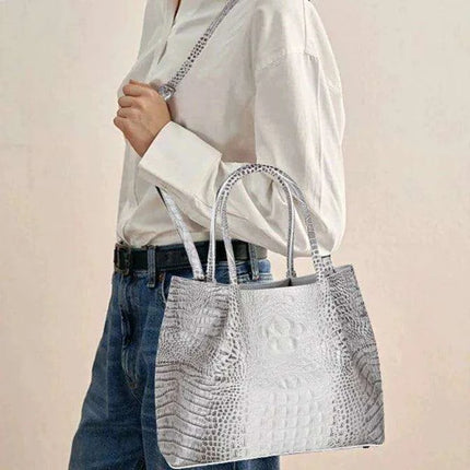 Luxurious Crocodile Pattern Leather Handbag for Stylish Women