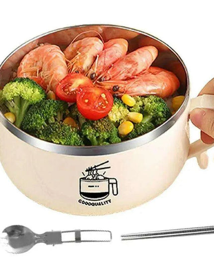 Insulated 1000ml Ramen Bowl with Integrated Phone Holder - Ideal for Soups, Salads, and Travel Dining