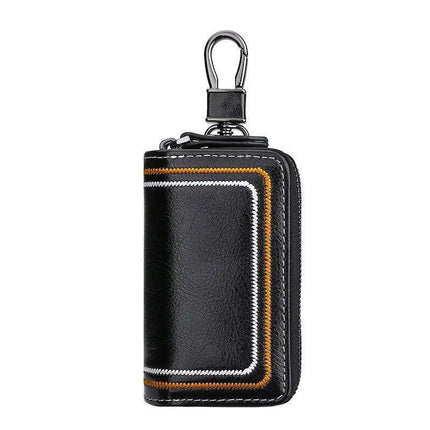 Sophisticated Dual-Pocket Genuine Leather Key Holder