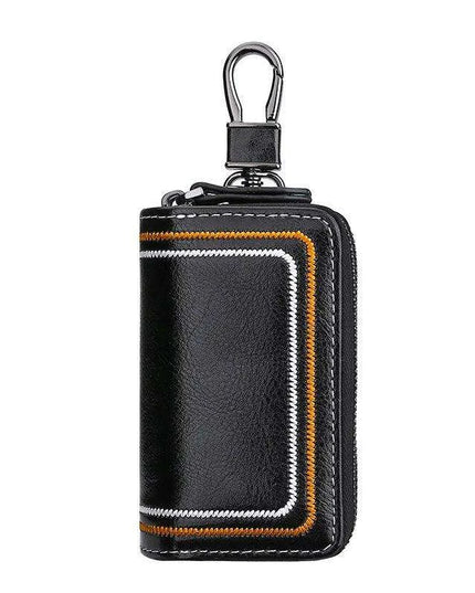 Sophisticated Dual-Pocket Genuine Leather Key Holder