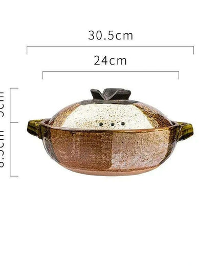 Elegant Tri-Section Japanese Clay Casserole: Perfect for High-Heat Culinary Creations