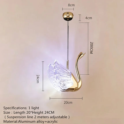 Nordic Creative Acrylic Swan LED Hanging Chandelier Study Bedroom Livi