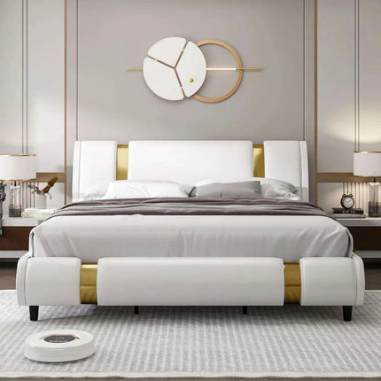 Elegant Golden Upholstered Adjustable Bed Frame