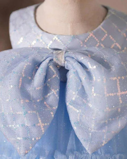 Elegant Baby Baptism Dress with Bow and Sequins for Special Occasions