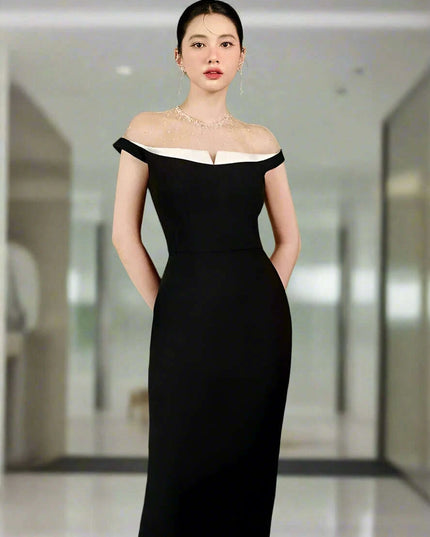 Backless Summer Party Dress with Contrast Color Patchwork and Pearl Accents