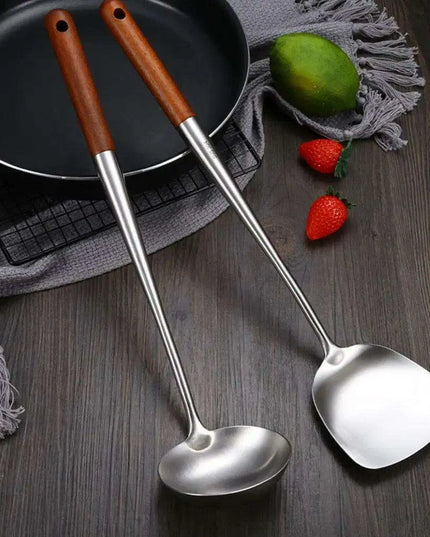 Stainless Steel Wok Spatula and Ladle Kitchen Utensil Set for Cooking
