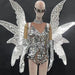 Shimmering Silver Sequins Dancewear Sparkling Stage Attire