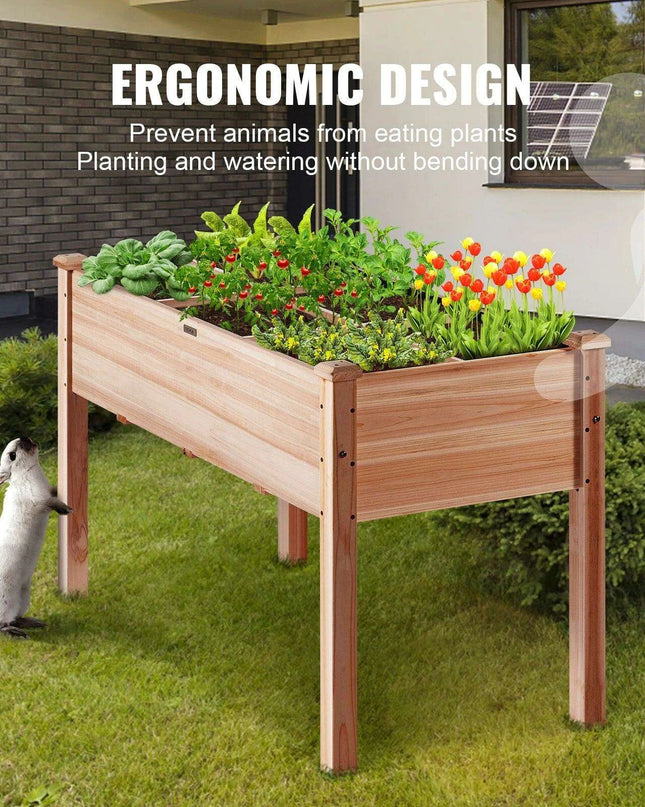 Premium Elevated Fir Wood Garden Planter with Superior Drainage System