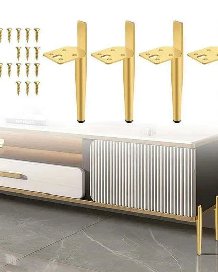 Modern Gold and Black Steel Adjustable Furniture Legs - Set of 4 with Rubber Feet