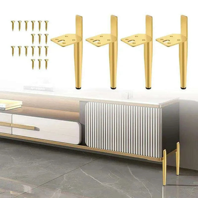 Modern Gold and Black Steel Adjustable Furniture Legs - Set of 4 with Rubber Feet
