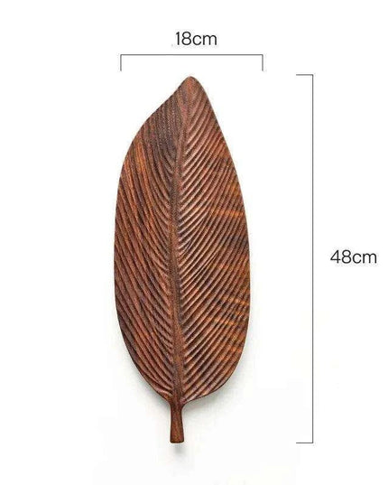 Nature-Inspired Wooden Leaf Tray - Elegant Serving and Decor Centerpiece